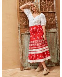 Brora - Cotton Silk Blend Ric Rac Patchwork Midi Skirt - Lyst