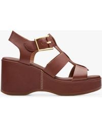 Clarks - Manon Cove Leather Wedge Sandals - Lyst