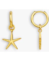 Orelia - Starfish Charm Huggie Hoop Earrings - Lyst