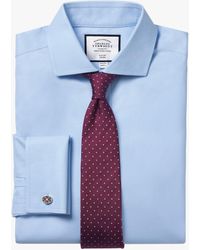 Charles Tyrwhitt Cutaway Collar Non-iron Twill Slim Fit Shirt - Blue
