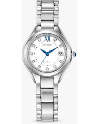 Citizen - Silhouette Eco-drive Crystal Date Bracelet Strap Watch - Lyst