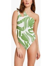 Accessorize - Squiggle Print One Shoulder Swimsuit - Lyst