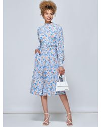 Jolie Moi - Vesper Long Sleeve Floral Midi Dress - Lyst