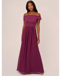 Adrianna Papell - Off Shoulder Crepe Chiffon Maxi Dress - Lyst