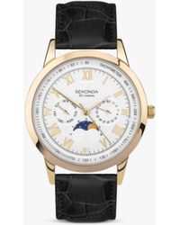 Sekonda - Armstrong Chronograph Moonphase Leather Strap Watch - Lyst
