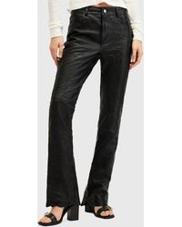 AllSaints - Pearson Leather Bootcut Trousers - Lyst