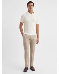 Reiss - Mortimer Wool Open Neck Ribbed Polo - Lyst