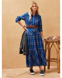 Brora - Brushed Cotton Check Tiered Dress - Lyst