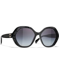 Chanel - Irregular Sunglasses Ch5451 Shiny Black/grey Gradient - Lyst