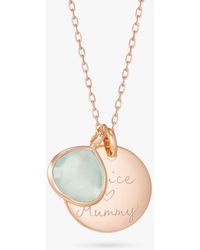Merci Maman - Personalised Aqua Chalcedony Gemstone Necklace - Lyst