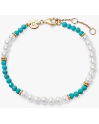 Daisy London - Pearl And Turquoise Beaded Bracelet - Lyst