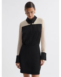 Reiss - Veneto Contrast Block-panel Woven Mini Dress - Lyst