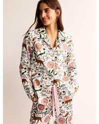 Boden - Jungle Flora Print Cotton Sateen Pyjama Shirt - Lyst