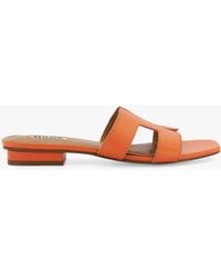 Dune - Loupe Leather Flat Slider Sandals - Lyst