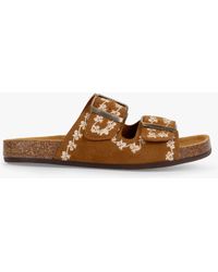 Penelope Chilvers - Pool Suede Embroidered Slider Sandals - Lyst