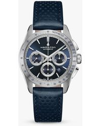 Hamilton - H36616640 Jazzmaster Automatic Chronograph Leather Strap Watch - Lyst