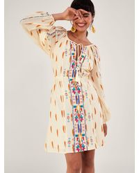 Monsoon - Aztec Embroidered Cotton Dress - Lyst