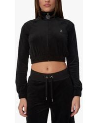 Juicy Couture - Tasha Diamante Embellished Cropped Velour Track Top - Lyst