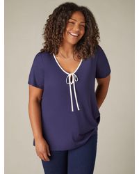 Live Unlimited - Curve Contrast Tie Front Top - Lyst