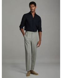Reiss - Pact - Pistachio Relaxed Cotton Blend Elasticated Waist Trousers - Lyst