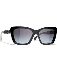 Chanel - Irregular Sunglasses Ch5476q Shiny Black/blue Gradient - Lyst