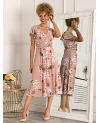 Jolie Moi - Shirley Floral Print Mesh Midi Dress - Lyst