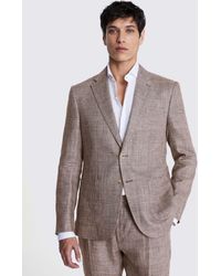 Moss - Slim Fit Check Linen Suit Jacket - Lyst
