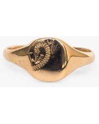L & T Heirlooms - Second Hand 9ct Yellow Gold Oval Signet Ring - Lyst