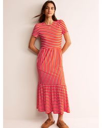 Boden - Emma Striped Tiered Jersey Midi Dress - Lyst