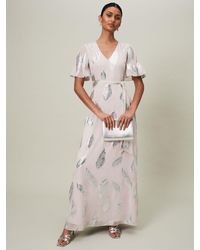 Phase Eight - Larah Silk Blend Feather Print Maxi Dress - Lyst