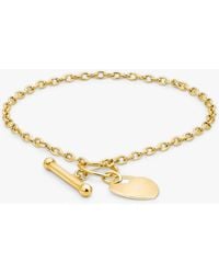 Ib&b - Personalised 9ct Gold Heart Charm T Bar Chain Bracelet - Lyst