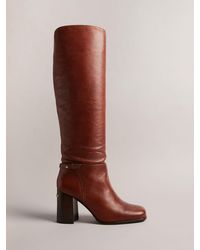 Ted Baker - Charona Leather Knee High Square Toe Boots - Lyst