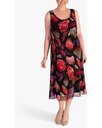 Chesca - Rose Print Midi Chiffon Dress - Lyst