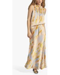 A-View - Carry Abstract Satin Maxi Skirt - Lyst
