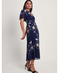 Monsoon - Nella Embroidered Midi Tea Dress - Lyst