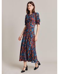 Ghost - Lainey Abstract Floral Print Midi Dress - Lyst