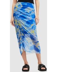 AllSaints - Nora Abstract Print Sheer Midi Skirt - Lyst