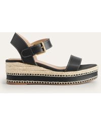 Boden - Leather Stitched Wedge Heel Sandals - Lyst