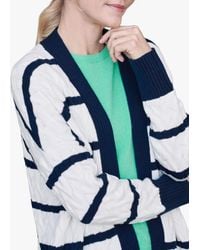 Pure Collection - Stripe Wool Blend Cable Knit Cardigan - Lyst