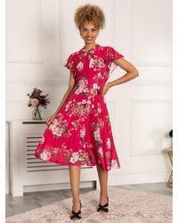 Jolie Moi - Luella Key Hole Floral Mesh Midi Dress - Lyst