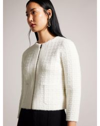 Ted Baker - Ulee Jacquard Check Knit Zip Front Cardigan - Lyst