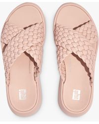 Fitflop - F-mode Woven Leather Cross Flatform Slides - Lyst