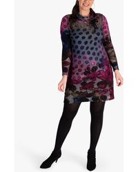 Chesca - Floral Burnout Cowl Neck Tunic Dress - Lyst