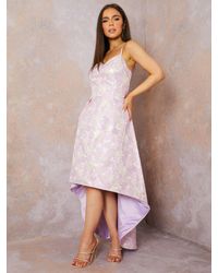 Chi Chi London - Cami Floral Print Dip Hem Midi Dress - Lyst