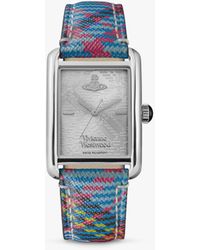 Vivienne Westwood - Vv297slmt Shacklewell Rectangle Dial Leather Strap Watch - Lyst
