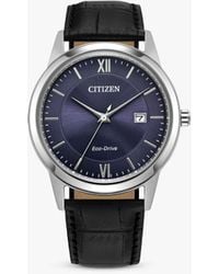 Citizen - Eco-drive Date Leather Strap Watch - Lyst