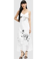 AllSaints - Evangelia Iona Floral Maxi Silk Blend Dress - Lyst