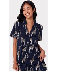 Chelsea Peers - Organic Cotton Blend Giraffe Print Shorts Pyjama Set - Lyst