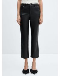 Mango - Lille Leather Effect Straight Trousers - Lyst