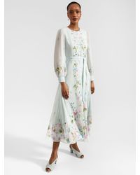 Hobbs - Maribella Floral Print Silk Midi Dress - Lyst